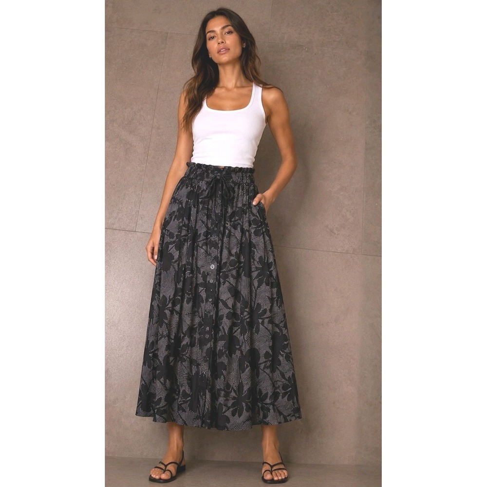 Long Maxi Skirt Womens Size Small Cottagecore Boho Euro Midi Spring Summer